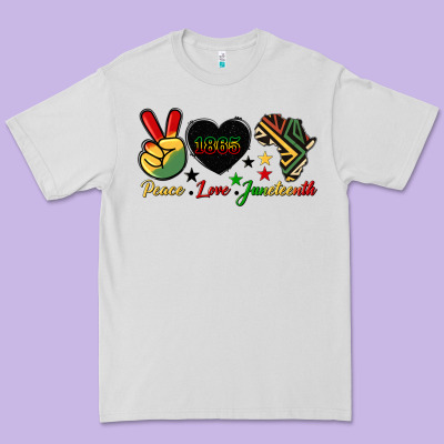 Peace Love Juneteenth 1865 Premium Tee Designed By Hra Design Shop