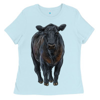 Baby Blue black angus cattle Ladies Tee - RanaPortraitStore