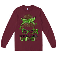 Burgundy messy bun mental health warrior Long Sleeve Tee - MaliasSmallBusiness