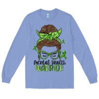 Colony Blue messy bun mental health warrior Long Sleeve Tee - MaliasSmallBusiness
