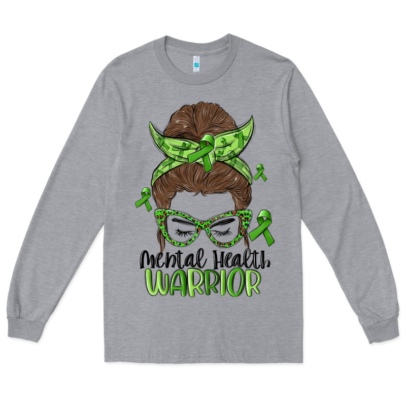 Messy Bun Mental Health Warrior Long Sleeve Tee by MaliasSmallBusiness | Teevron