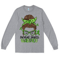 Heather Grey messy bun mental health warrior Long Sleeve Tee - MaliasSmallBusiness