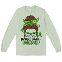 Matcha messy bun mental health warrior Long Sleeve Tee - MaliasSmallBusiness