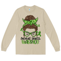Mushroom messy bun mental health warrior Long Sleeve Tee - MaliasSmallBusiness