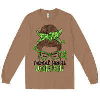 Toasted Coconut messy bun mental health warrior Long Sleeve Tee - MaliasSmallBusiness