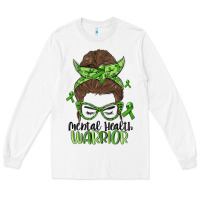 White messy bun mental health warrior Long Sleeve Tee - MaliasSmallBusiness
