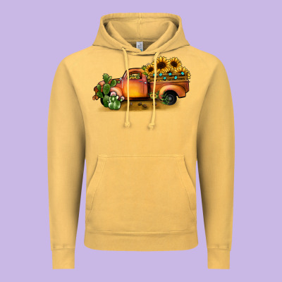 Sunflower Truck Vintage Hoodie Designed By Jahusdesignshop
