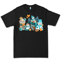 Black winter snowman coffee cups Premium Tee - AdoDesignShop