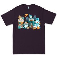 Plum winter snowman coffee cups Premium Tee - AdoDesignShop