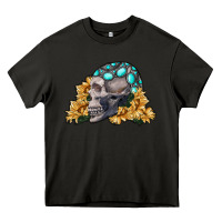 Asphalt skull with sunflowers Heavy Core Tee - RanaPortraitStore
