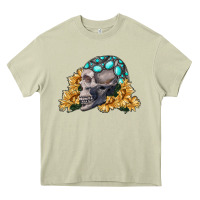 Mossy skull with sunflowers Heavy Core Tee - RanaPortraitStore