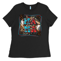 Black baseball mama with leopard Ladies Tee - Zillion Design Studio