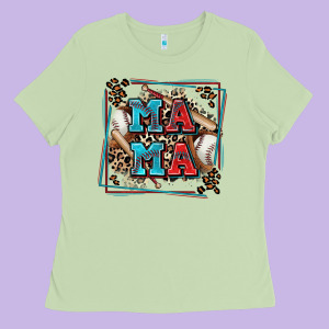 Baseball Mama With Leopard Ladies Tee Designed By Zillion Design Studio