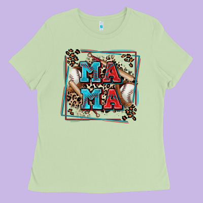 Baseball Mama With Leopard Ladies Tee Designed By Zillion Design Studio