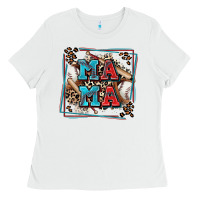 White baseball mama with leopard Ladies Tee - Zillion Design Studio
