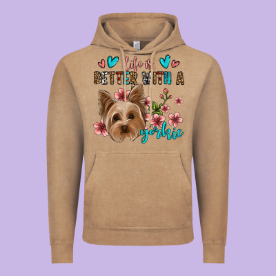 Life Is Better With A Yorkie Vintage Hoodie Designed By Jasminsmagicworld