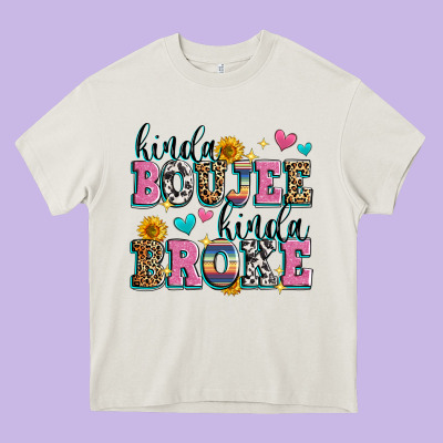 Kinda Boujee Kinda Broke Heavy Core Tee Designed By Zillion Design Studio