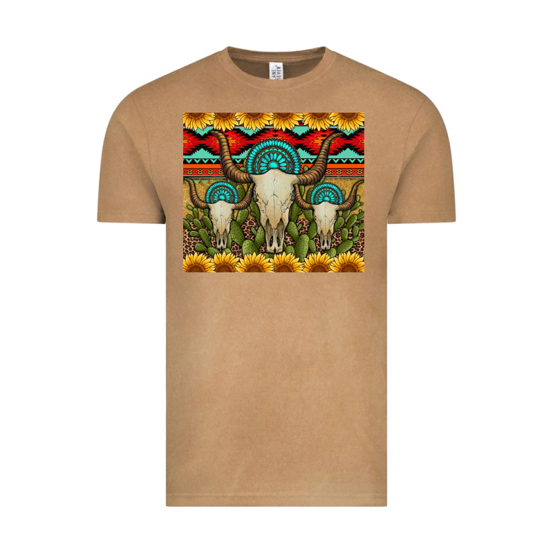 Bull Skulls Gemstones And Cactus With Leopard And Aztec Vintage Tee by Artiststas | Teevron