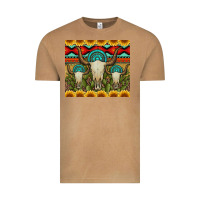 Vintage Camel bull skulls gemstones and cactus with leopard and aztec Vintage Tee - Artiststas