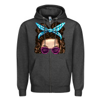 Charcoal Heather Messy Bun Mom And Pink Leopard Sunglasses Zipper Hoodie - BundleAndBundleShop
