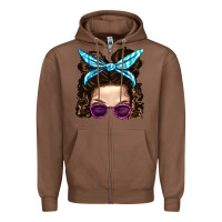 Chestnut Messy Bun Mom And Pink Leopard Sunglasses Zipper Hoodie - BundleAndBundleShop