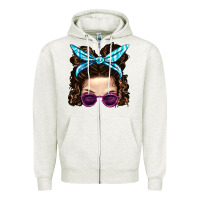 Oatmeal Heather Messy Bun Mom And Pink Leopard Sunglasses Zipper Hoodie - BundleAndBundleShop