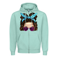 Messy Bun Mom And Pink Leopard Sunglasses Zipper Hoodie | Teevron