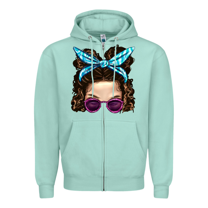 Messy Bun Mom And Pink Leopard Sunglasses Zipper Hoodie by BundleAndBundleShop | Teevron