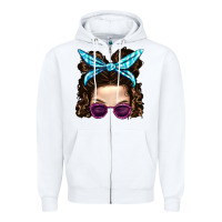 White Messy Bun Mom And Pink Leopard Sunglasses Zipper Hoodie - BundleAndBundleShop