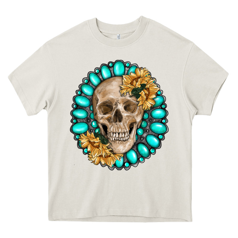 Skull With Gemstone And Sunflower Heavy Core Tee by RanaPortraitStore | Teevron