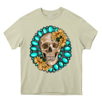 Mossy skull with gemstone and sunflower Heavy Core Tee - RanaPortraitStore