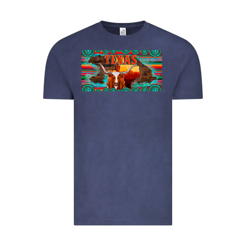 Texas And Map With Longhorn Serape Gemstone Licanse Plate Vintage Tee by Artiststas | Teevron