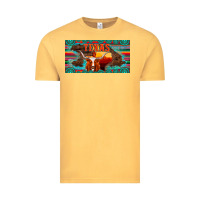 Vintage Mustard texas and map with longhorn serape gemstone licanse plate Vintage Tee - Artiststas