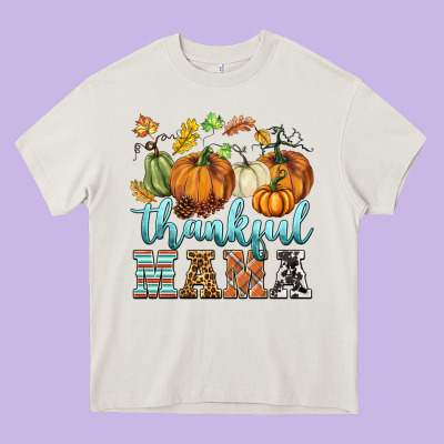 Thankful Mama Heavy Core Tee Designed By Barkaloodesign