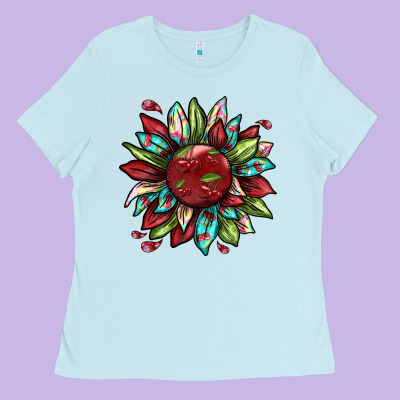 Cherry Sunflower Ladies Tee Designed By Texasbilliewilder