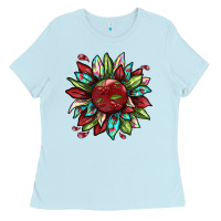 Baby Blue Cherry sunflower Ladies Tee - texasbilliewilder