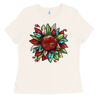 Bone Cherry sunflower Ladies Tee - texasbilliewilder