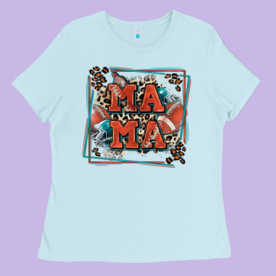 American Football Mama With Leopard Ladies Tee Designed By Zillion Design Studio