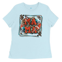 Baby Blue American football mama with leopard Ladies Tee - Zillion Design Studio