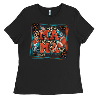 Black American football mama with leopard Ladies Tee - Zillion Design Studio