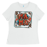 White American football mama with leopard Ladies Tee - Zillion Design Studio