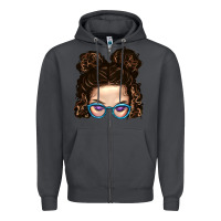 Smoke Messy Bun Mom And Glitter Glasses Zipper Hoodie - BundleAndBundleShop