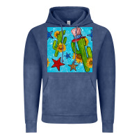 Vintage Denim 4th of july cacti seamless pattern Vintage Hoodie - BundleAndBundleShop