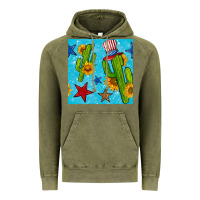 Vintage Olive 4th of july cacti seamless pattern Vintage Hoodie - BundleAndBundleShop