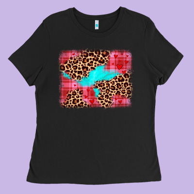 Valentine's Day Leopard Background Ladies Tee Designed By Jahusdesignshop