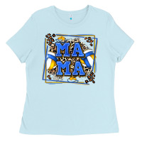 Baby Blue volleyball mama with leopard Ladies Tee - Zillion Design Studio