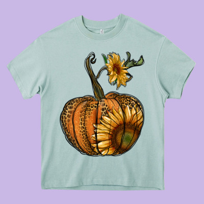 Pumpkin With Sunflower Heavy Core Tee Designed By Ranaportraitstore