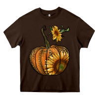 Chocolate Brown pumpkin with sunflower Heavy Core Tee - RanaPortraitStore