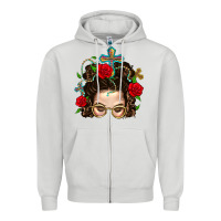 Dove Grey Messy Bun Mom Faith And Rose Zipper Hoodie - BundleAndBundleShop