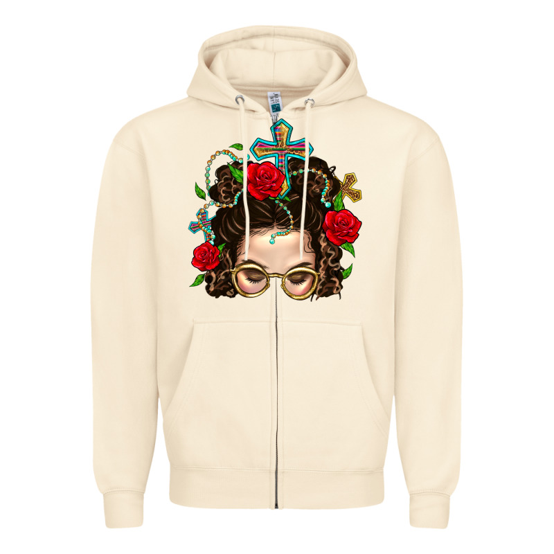 Messy Bun Mom Faith And Rose Zipper Hoodie by BundleAndBundleShop | Teevron